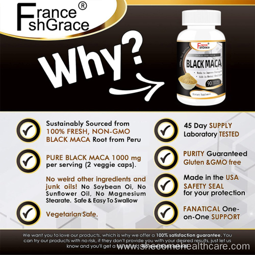 Maca supplement Improve mood black maca root capsules